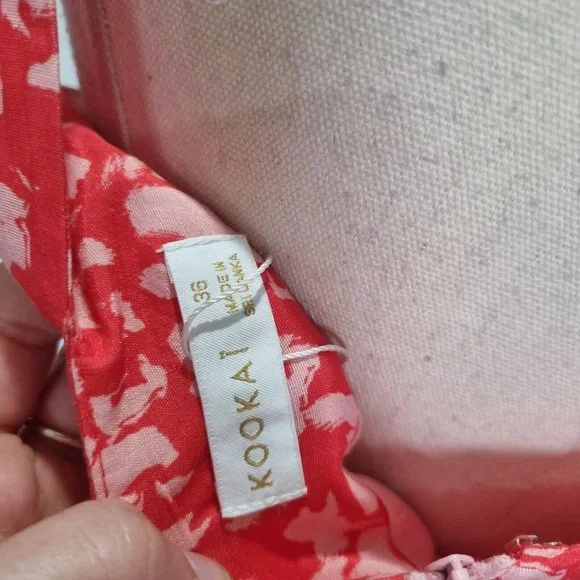 Kookai Rio Pink Sleeveless Abstract Print Drawstring Mini Dress Size 36 - Picture 7 of 8